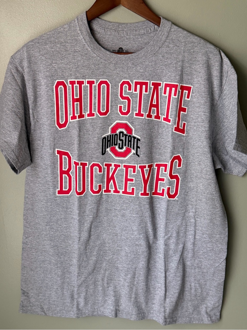 Scarlett Ohio State Gray Crew Neck Logo Tee